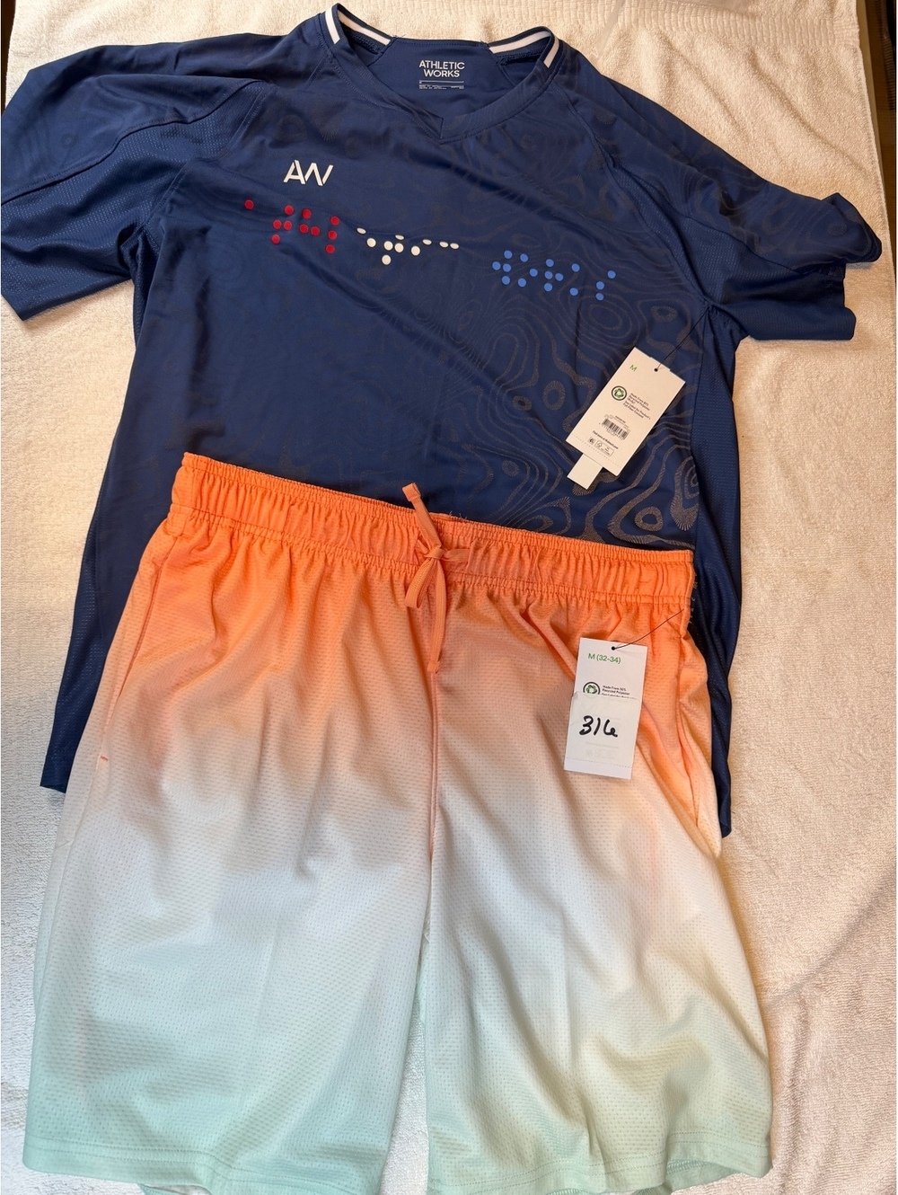 Athletic Works Men's Sportswear Set Navy Blue Shirt with Gradient Shorts - #1292